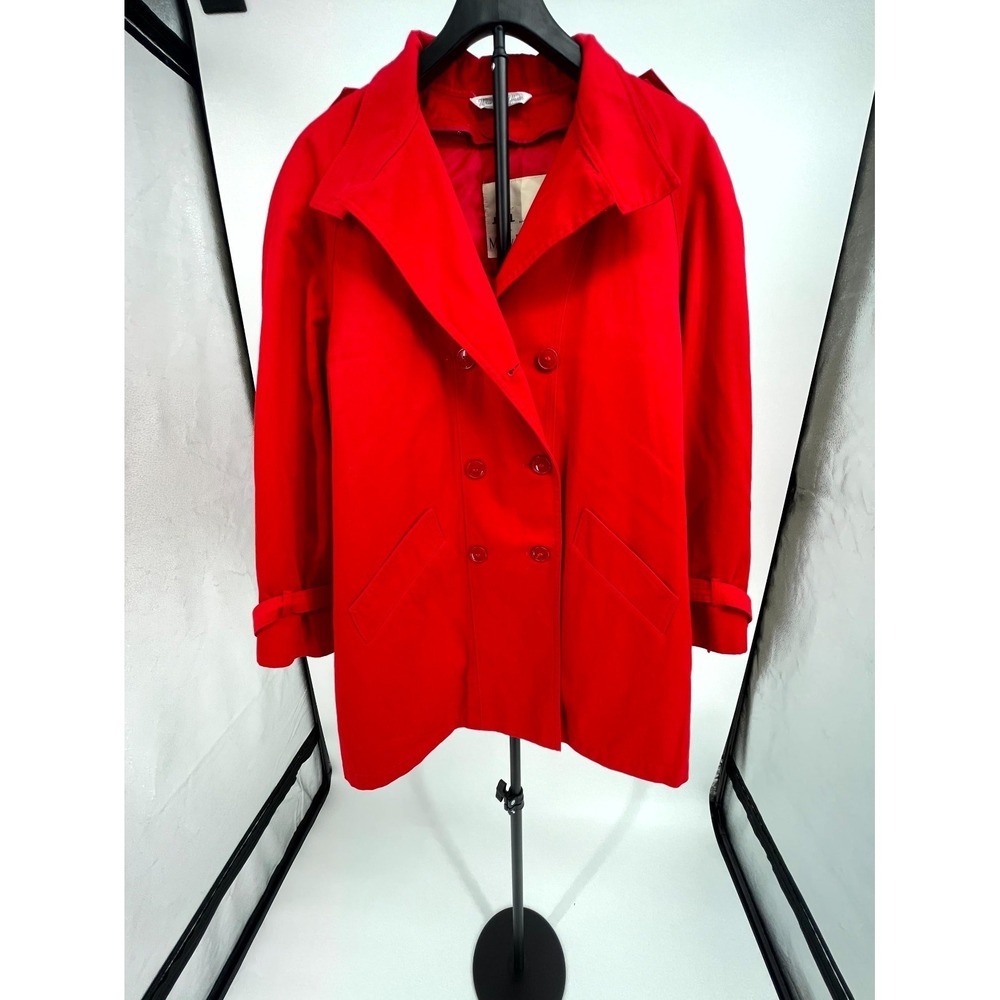 Vintage Misty Harborβ Trench Coat Womens 16 Reg Red Lined Cotton Double Breasted